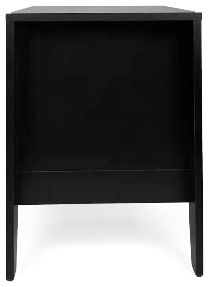 Cleary Contemporary Faux Wood Nightstand With Drawer, Black