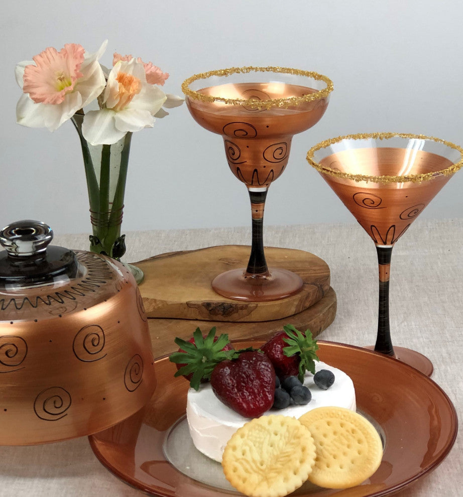 Gold Curl Martini Glasses, Set of 2
