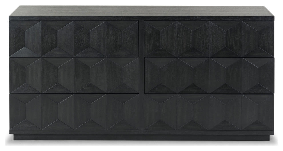 Safavieh Couture Deziree Wood 6 Drawer Dresser, Black