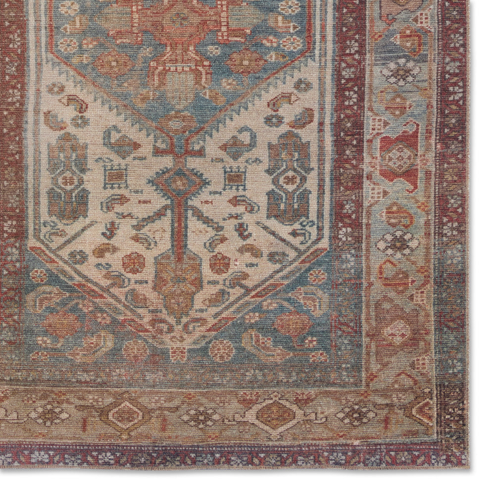 Machine Washable Jaipur Living Arkansas Medallion Blue/ Red Runner Rug 3'X10'