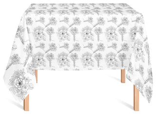 Floral Drawings Black 58x58 Tablecloth