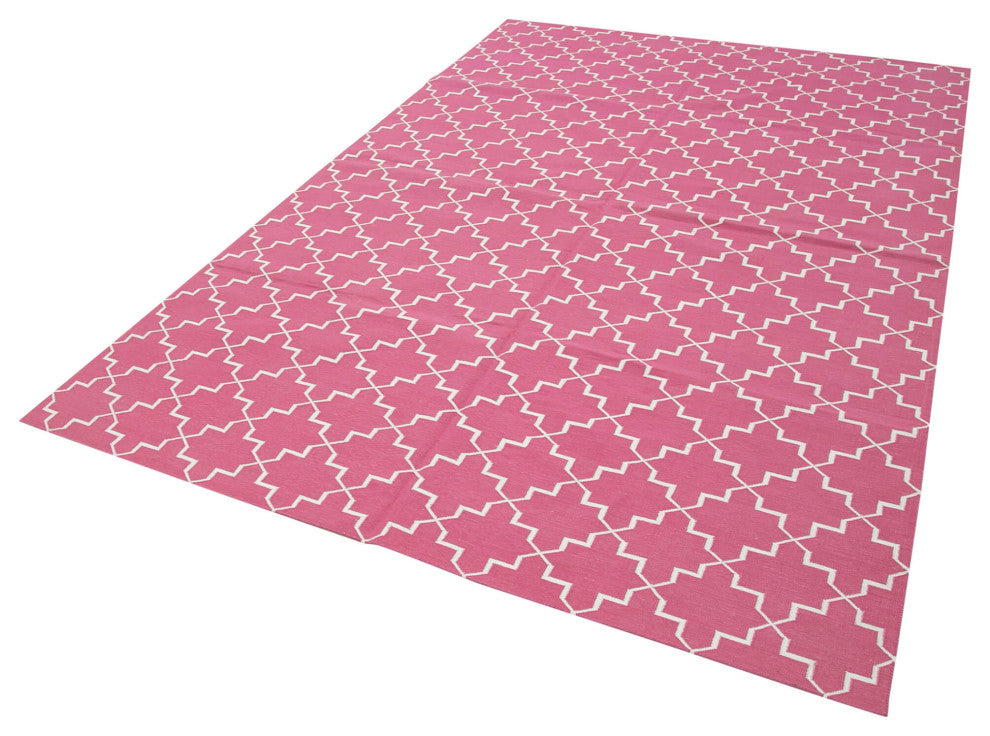 Rug N Carpet - Handmade Wool 6' 0'' x 9' 1'' Geometric Dhurrie Kilim Rug