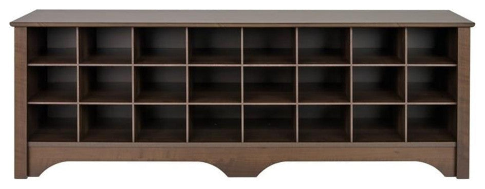 Prepac 60" Shoe Cubby Bench in Espresso