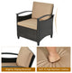 Costway 3PCS Patio Rattan Furniture Set Cushioned Sofa Storage Table W/ Shelf