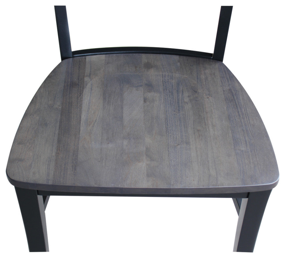 Set of Two Roma Ladderback Chairs, Coal-Black/Washed Black