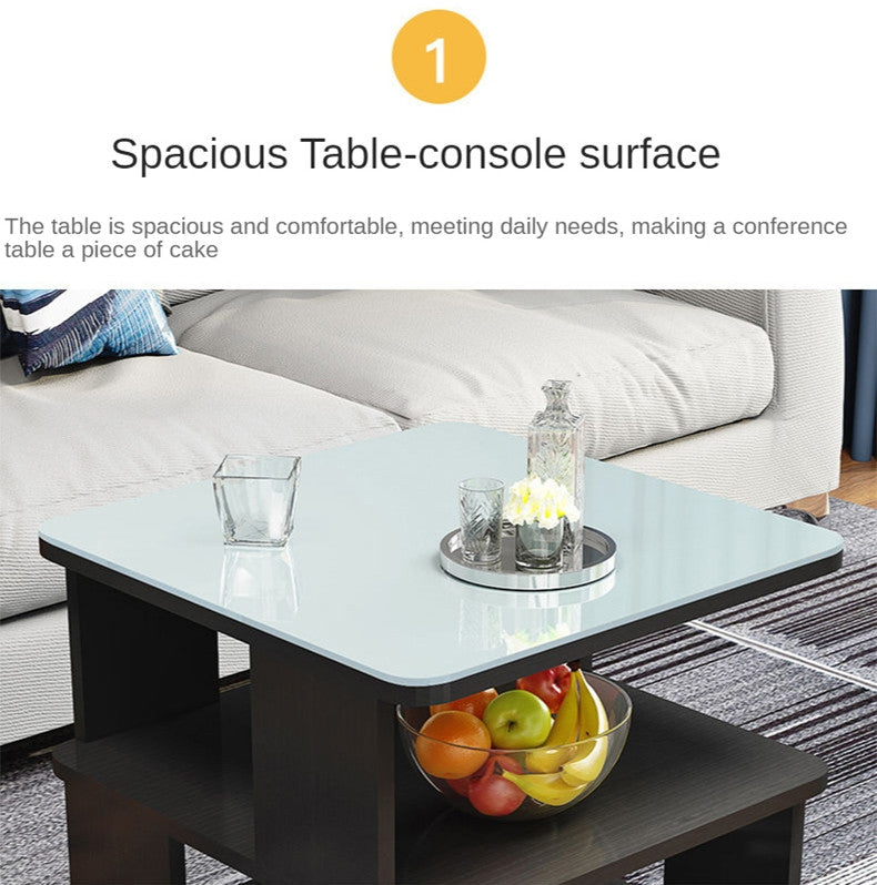 Modern Simplicity Coffee Table Made of Solid Wood with Multifunctional Storage, White+black, L15.7"
