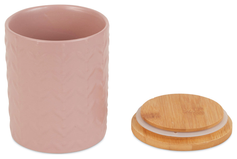 Pale Mauve Matte Retro Vine Texture Ceramic Canister (Set of 3)