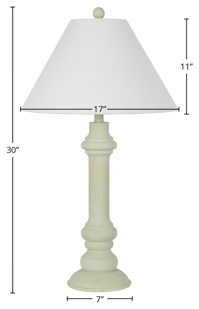 Polyresin 30" Table Lamp with Linen Shade, Matte Green (Set of 2)