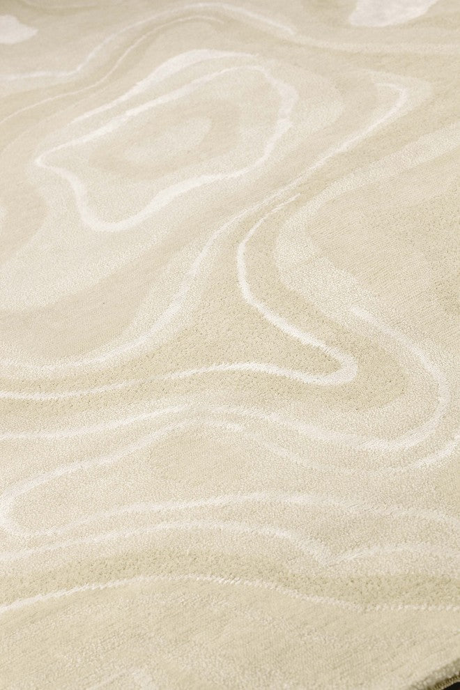Hand Knotted White New Zealand Wool Area Rug