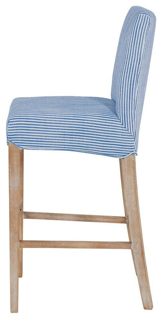 Milton Fabric Bar Stool - Blue Stripes