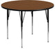 48'' Round Oak HP Laminate Activity Table - Standard Height Adjustable Legs