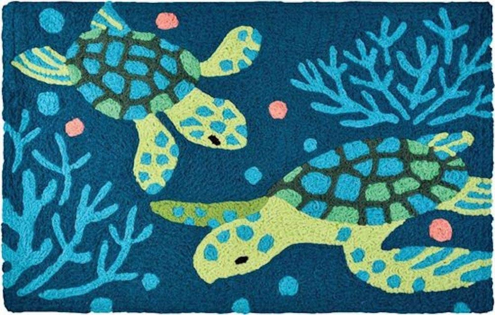 Blue Turtle Rug JellyBean Accent Rug Deep Blue Sea Turtles