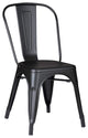 Set Of Four Black Black Metal Slat Back Dining Chairs