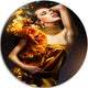 Woman In Yellow Dress, Digital Art Portrait Round Wall Art, 11"