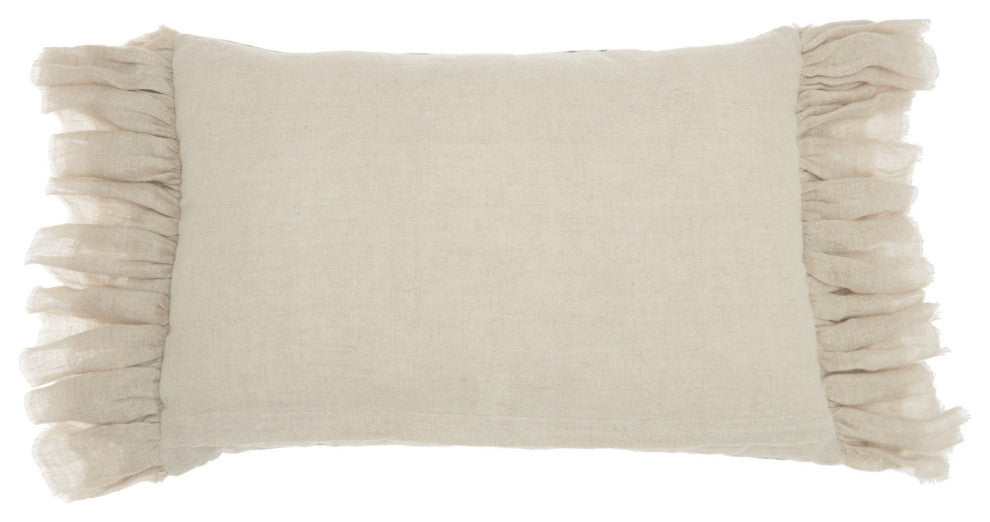 Wide Tasseled Marble Pink Lumbar Pillow