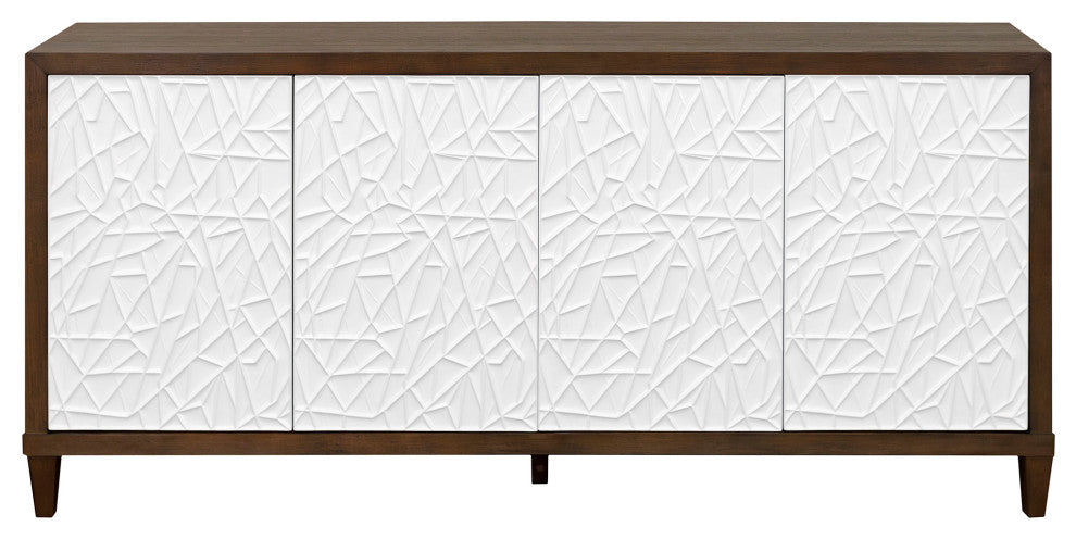 Modern Wood 80" Console With With doors, TV Stand, Fully Assembled, Brown
