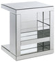 Benzara BM250272 Accent Table With Mirrored Panels and C Shape, Silver