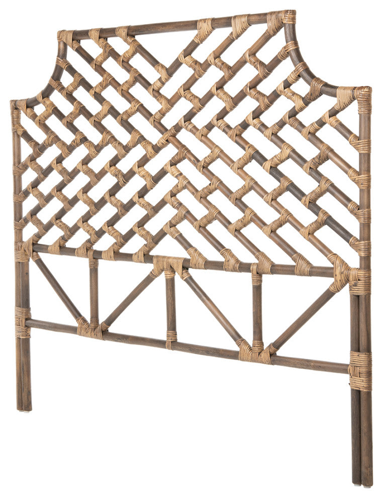 Rattan Chippendale Headboard, Antique Brown, California King Size