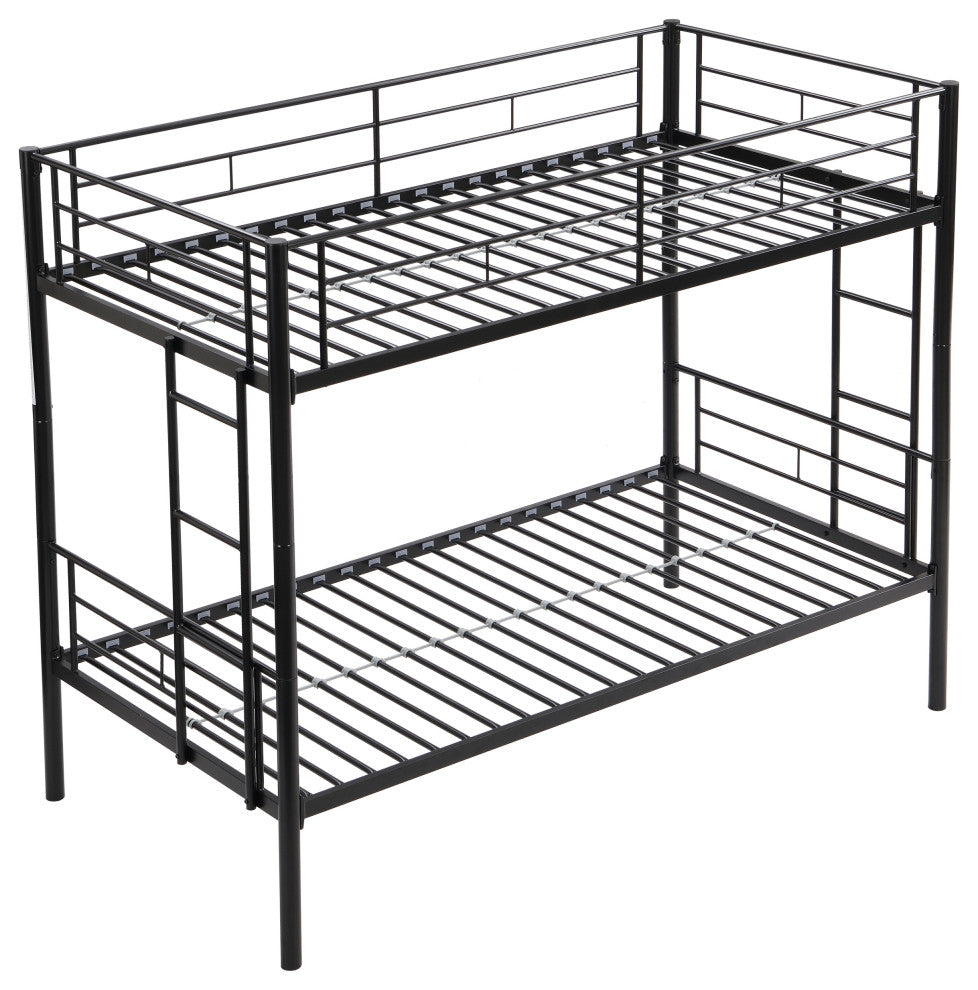 Gewnee Bunk Bed Twin Over Twin Size with 2 Ladders and Full-Length Guardrail