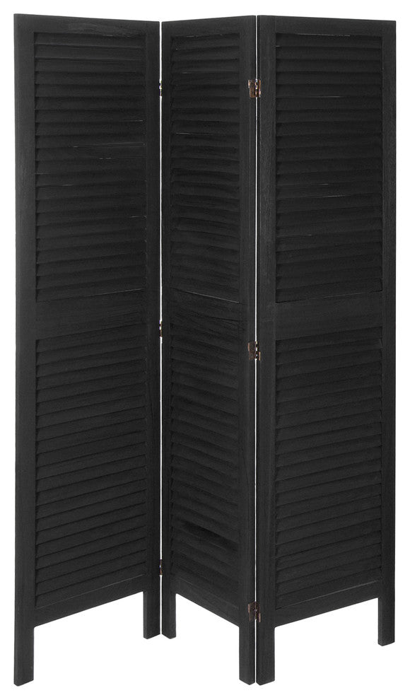 5 1/2' Tall Modern Venetian Room Divider, 3 Panels, Black