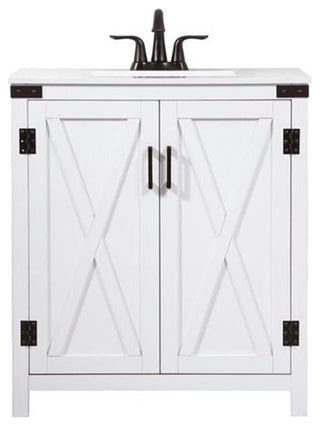 Elegant Decor Grant 30" Aluminum MDF Single Bathroom Vanity in White