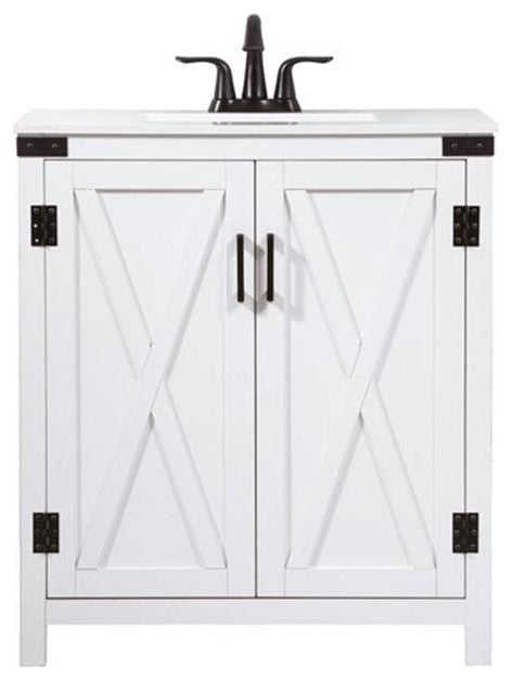 Elegant Decor Grant 30" Aluminum MDF Single Bathroom Vanity in White