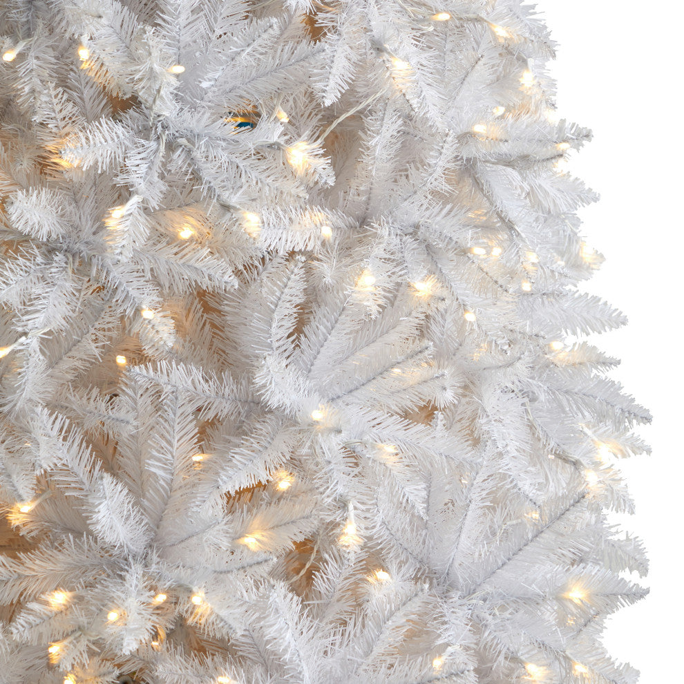 T3366 12 Slim White Artificial Christmas Tree With 1100 Warm White LED Lights