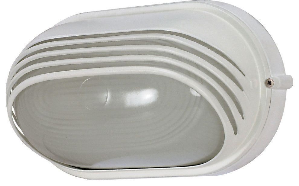 1-Light 10" Oval Hood Bulk Head in Semi Gloss white