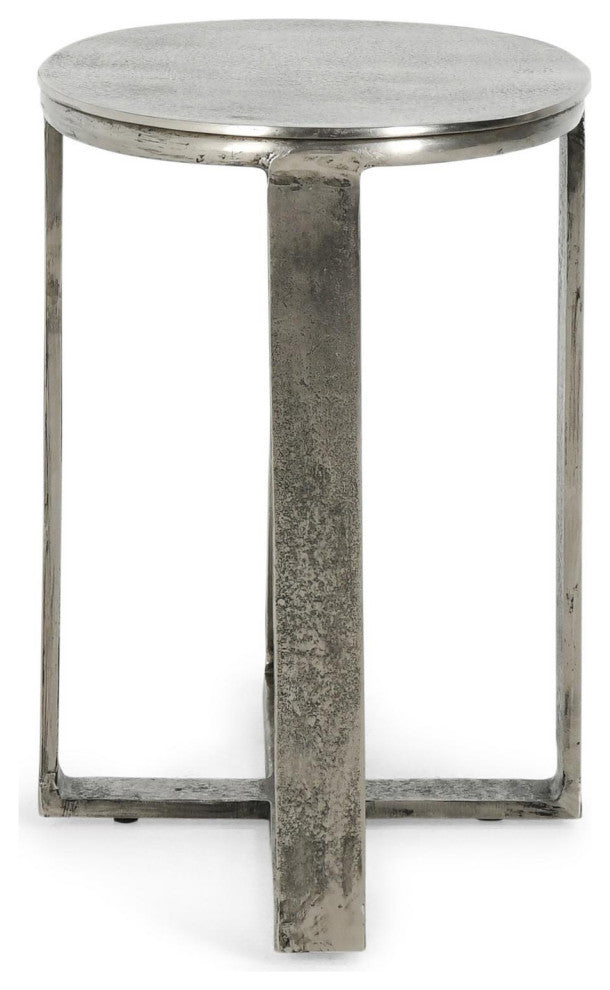 Flores 27" Industrial Oval Nickel End Table