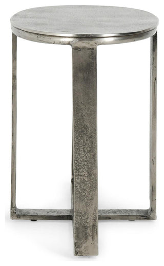 Flores 27" Industrial Oval Nickel End Table