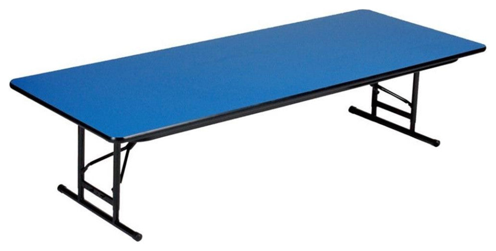 Correll 17-27" Adjustable Height Heavy Duty Blow-Molded Folding Table in Blue
