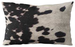 Plutus Black Cowhide Animal Luxury Throw Pillow, 20"x36"