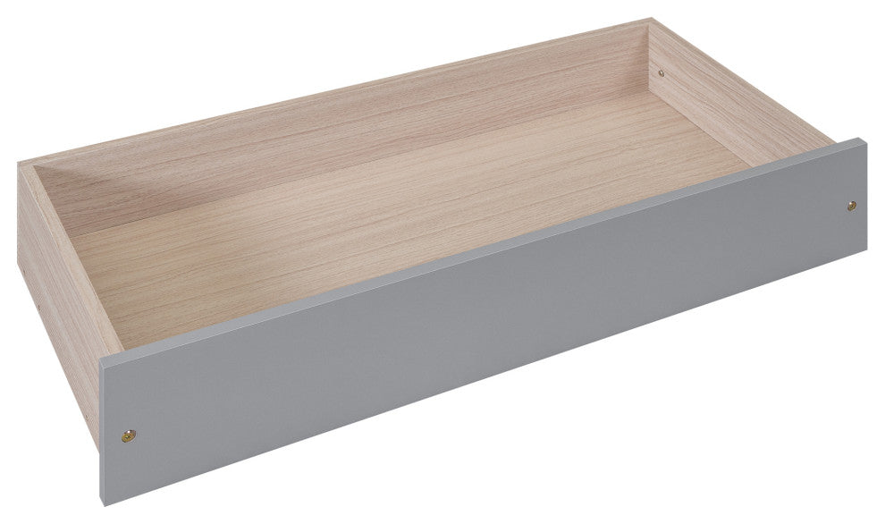 Gewnee Twin Size Platform Bed with Trundle and Drawers, Gray