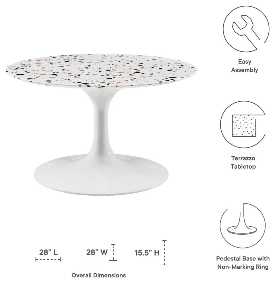 Coffee Table, Round, White, Wood, Metal Steel, Modern, Lounge Hotel Hospitality