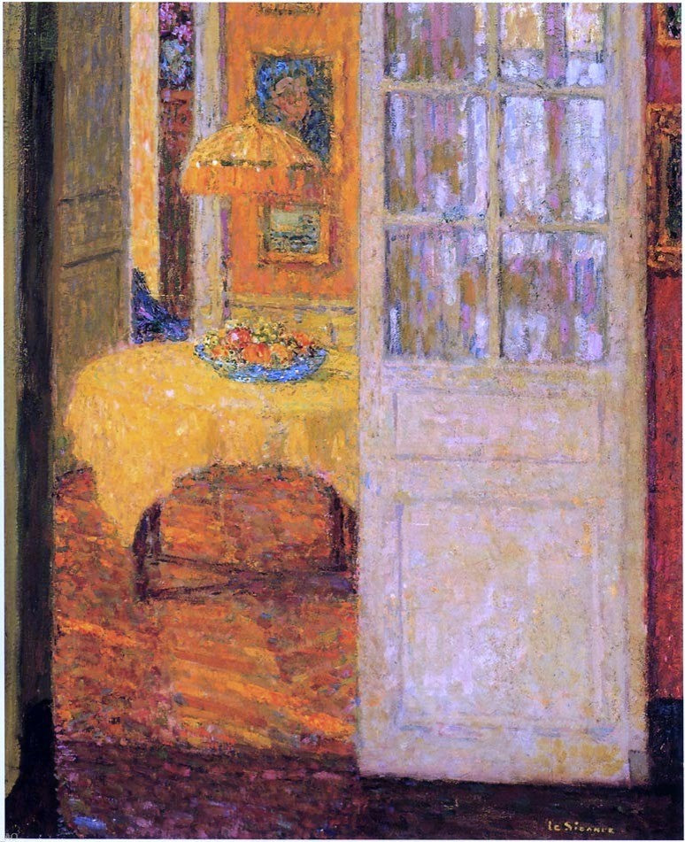 Henri Le Sidaner The Yellow Tablecloth, 20"x25" Gallery Wrapped Canvas Print