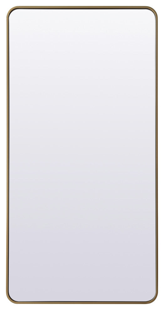 Soft Corner Metal Rectangle Full Length Mirror 30X60 Inch, Brass