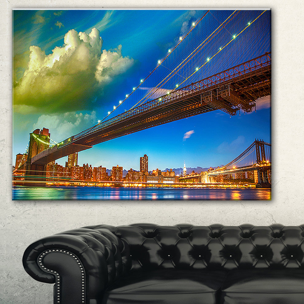 "Brooklyn Bridge With Cloud in Sky" Canvas Print