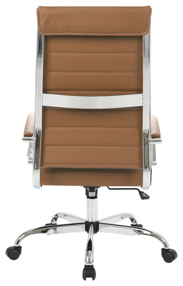 LeisureMod BOT19BRL Brown Benmar High-Back Leather Office Chair
