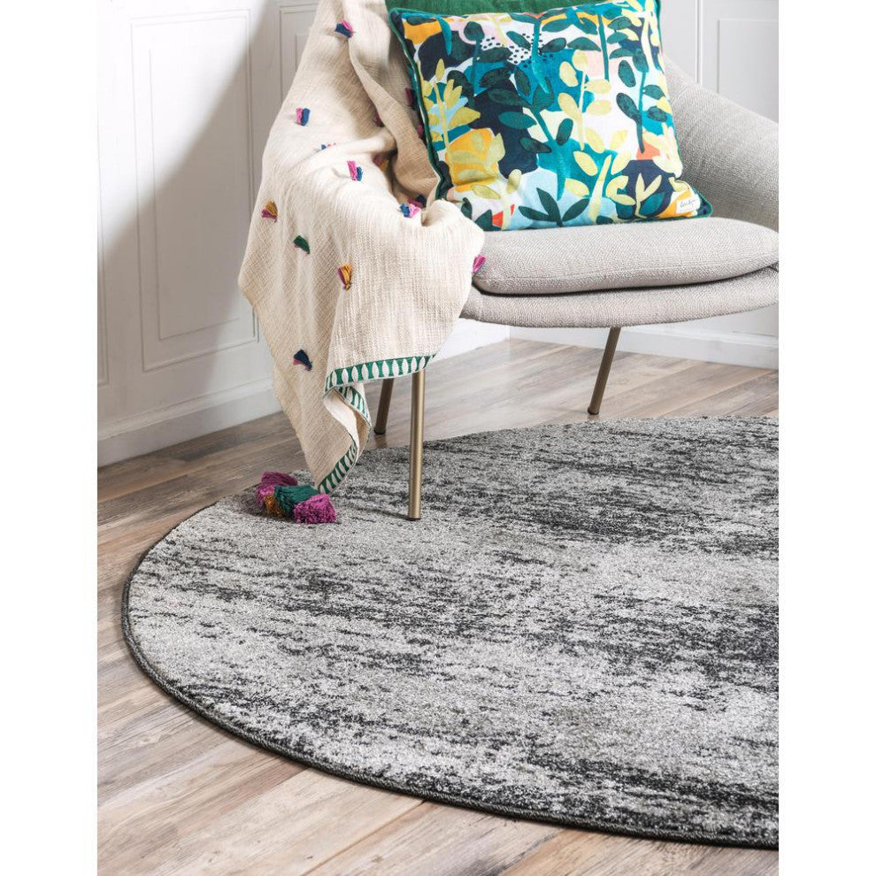 Rug Unique Loom Del Mar Dark Gray Round 3' 3 x 3' 3