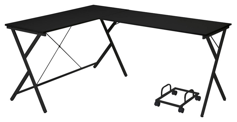 Wood Computer Desk With Black Metal Base