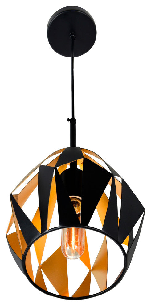Oxide 1 Light Down Pendant With Black+Copper Finish