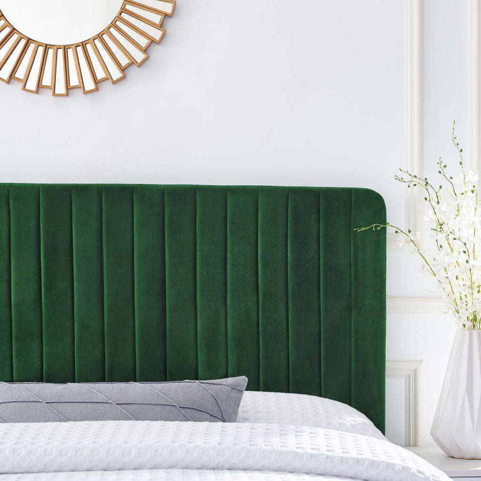 Milenna Channel Tufted Performance Velvet Full/Queen Headboard Emerald