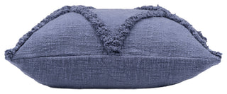 Boho Diamond Tufted Cotton Throw Pillow, Denim Blue, 18" X 18"