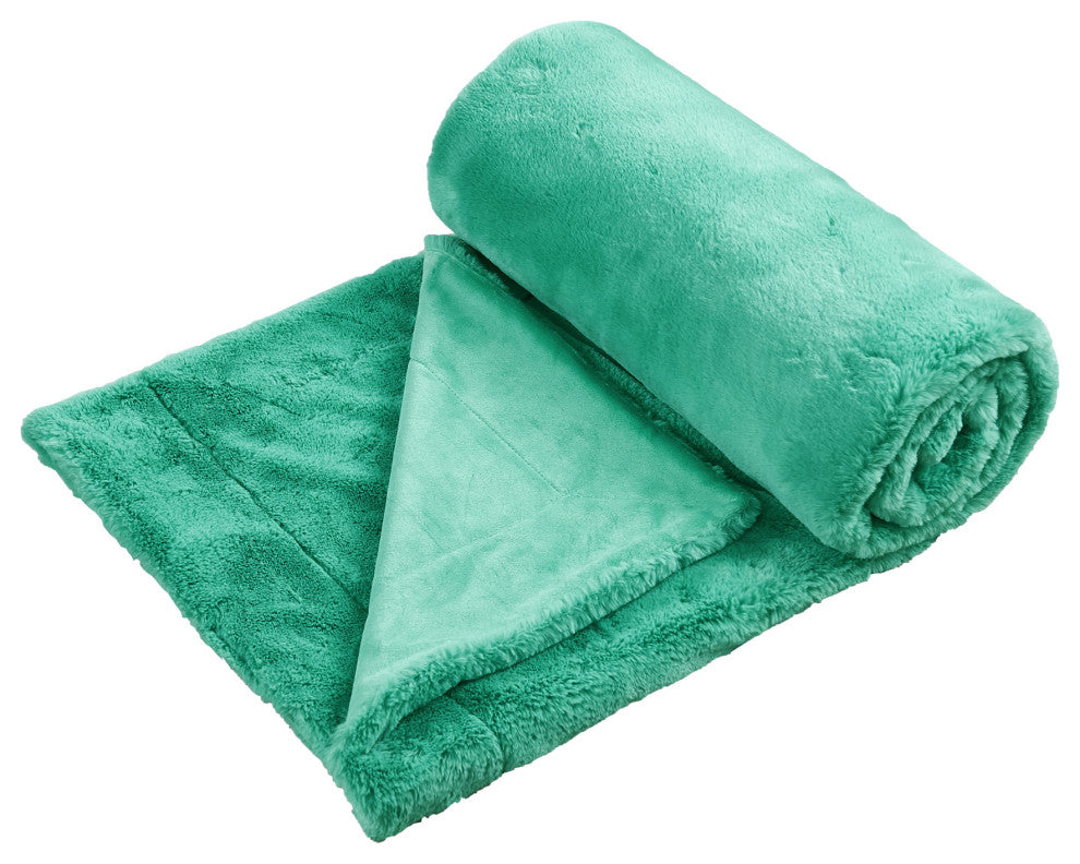 Fox Faux Fur Throw Blanket, Blue Turquoise, 50''x60''