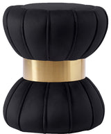 Vino Velvet Upholstered Ottoman/Stool, Black