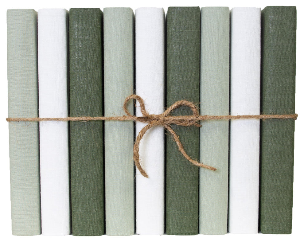 Decorative Books - Ivy Cream Linen Wrapped Book Bundle - 1 foot of Green Books