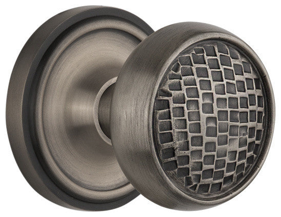 Classic Rosette Privacy Craftsman Knob, Antique Pewter