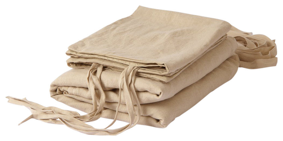 Linen Duvet Set with Tie Straps, Natural, Queen