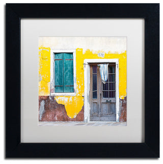 Michael Blanchette 'Yellow Chip' Art, Black Frame, White Mat, 11x11