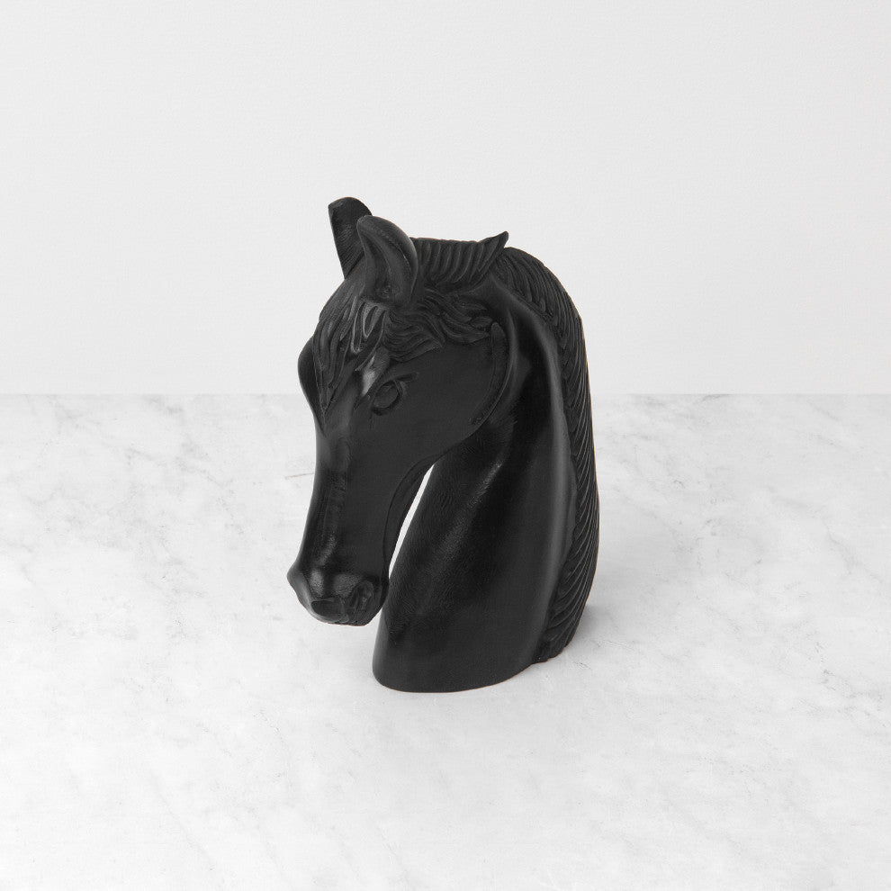 Black Soapstone Carved Horse